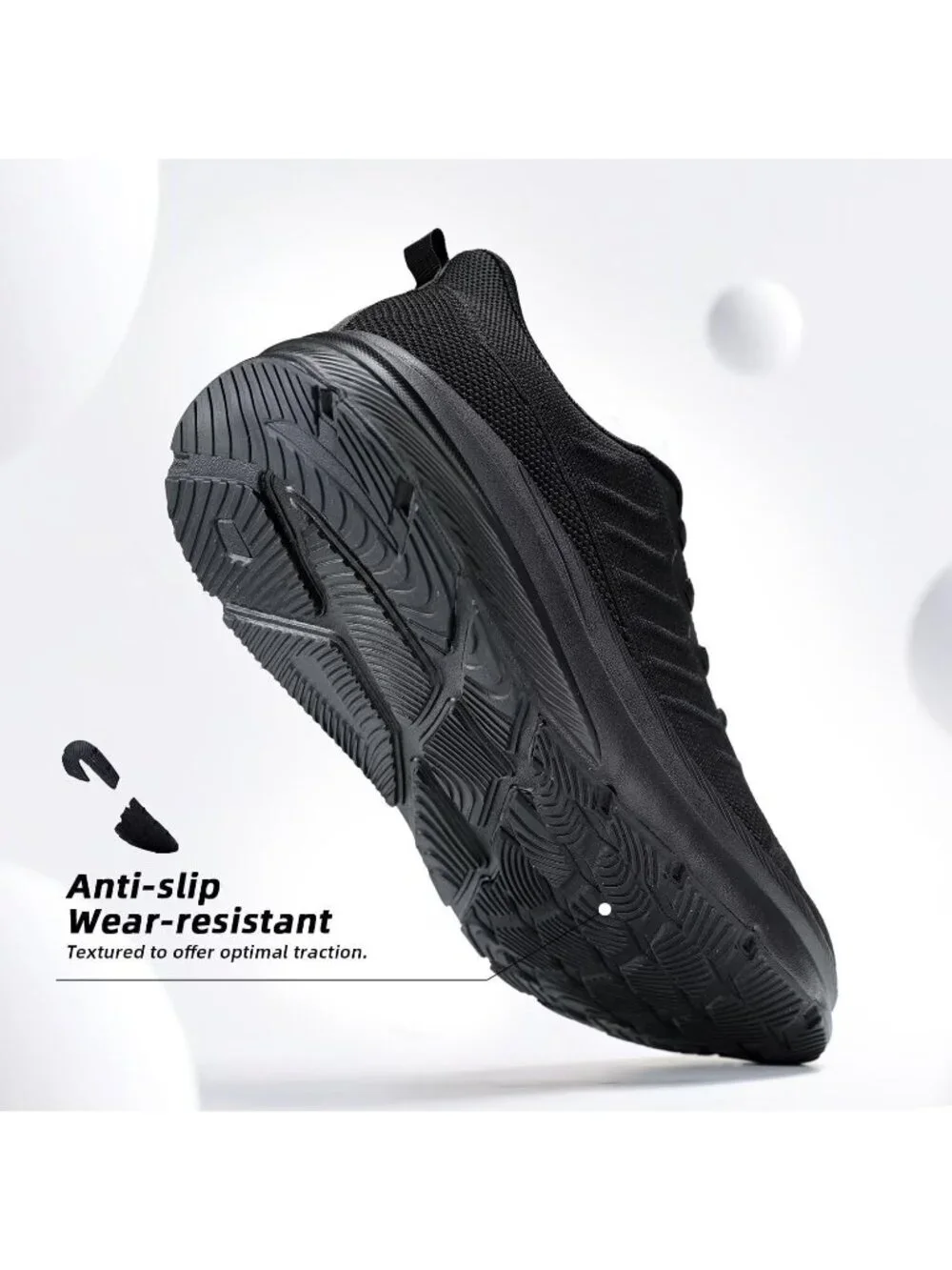 Men's Black Wide Walking Shoes Soft Sole Non Slip Running Comfortable Tennis